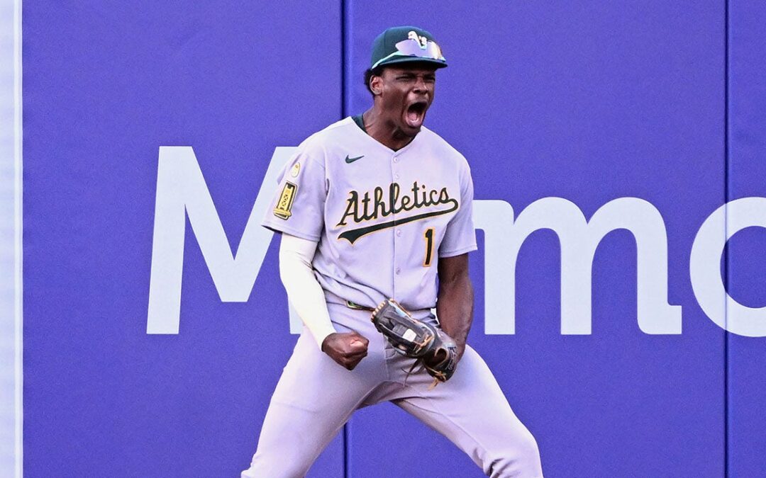 Athletics’ Denzel Clarke defies gravity with potential catch of the year against Angels
