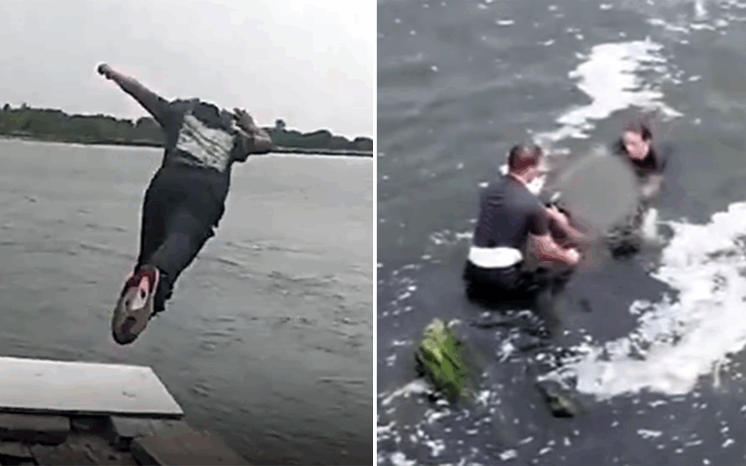 Female police officer leaps into water, fights career criminal before making arrest, video shows